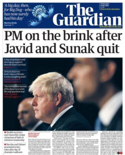 The Guardian – PM on the brink after Javid and Sunak quit