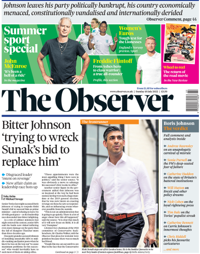 Sunday Papers - The race for No 10, calls for massive tax cuts, Johnson 'bitter' 
