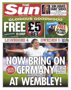 The Sun  – Now bring on Germany (or France) at Wembley