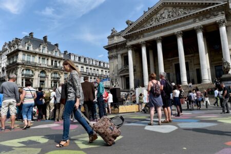 The population of Belgium - People are pictured in Brussels