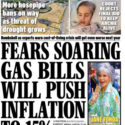 Daily Express - Fears soaring gas bills will push inflation to 15%