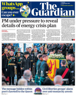 The Guardian – PM under pressure to reveal details of energy crisis plan