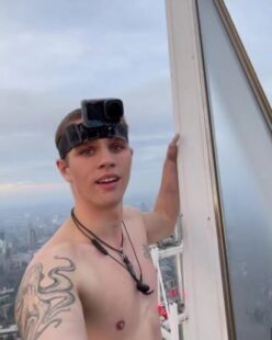  Daredevil snatched for climbing to top of Britain tallest skyscrape in stunt up 1,017ft skyscraper