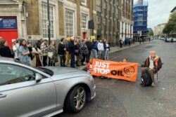 Woman with sick child shouts at Just Stop Oil activists for blocking roads