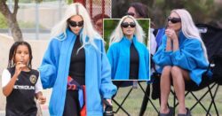 Kim Kardashian is the proudest soccer mum as she takes son Saint to game