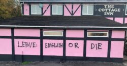 Anti-English graffiti sprayed onto side of pub in Wales