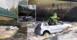 Stranded driver had to be rescued after driving through flooded river