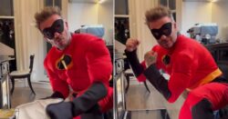 David Beckham transforms into Mr Incredible in the kitchen for Halloween – and wife Victoria is a big fan