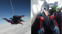 ‘I don’t know why people give up at a certain age’: Adrenaline-seeking 90-year-old loves to skydive for charity