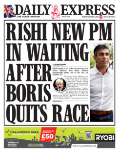 Daily Express – Rishi new PM in waiting after Boris quits race