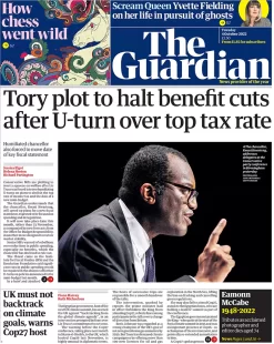 The Guardian – Tory plot to halt benefits cuts after U-turn over top tax rate 