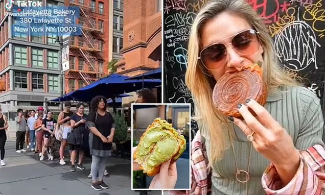 New Yorkers queue for three hours for a £10 chocolate croissant from French restaurant