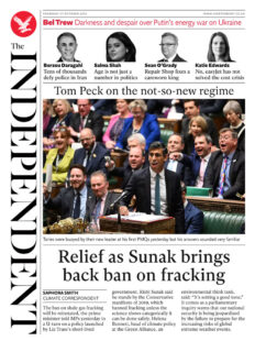 The Independent – Relief as Sunak brings back ban on fracking