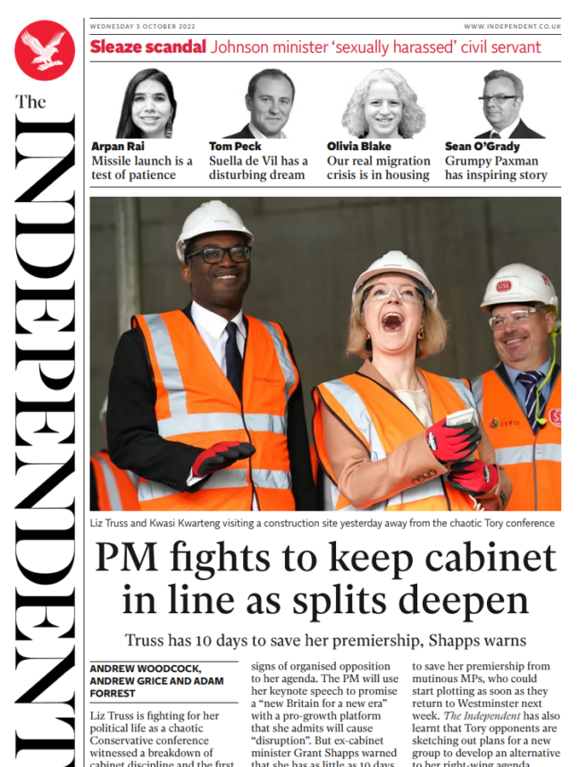 The Independent - PM fights to keep party in line as split deepen 