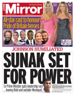 Daily Mirror – Johnson humiliated: Sunak set for power