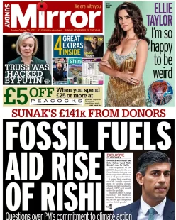 Sunday Mirror – Fossil fuels and rise of Rishi 