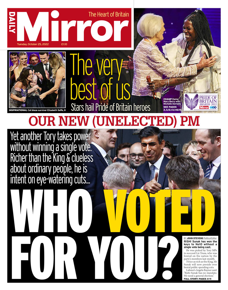 Daily Mirror - Our new unelected PM: Who voted for you?