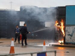 Firebombing targets migrants at processing centre in Dover