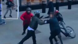 Man held over triple stabbing of have-a-go heroes that was caught on film