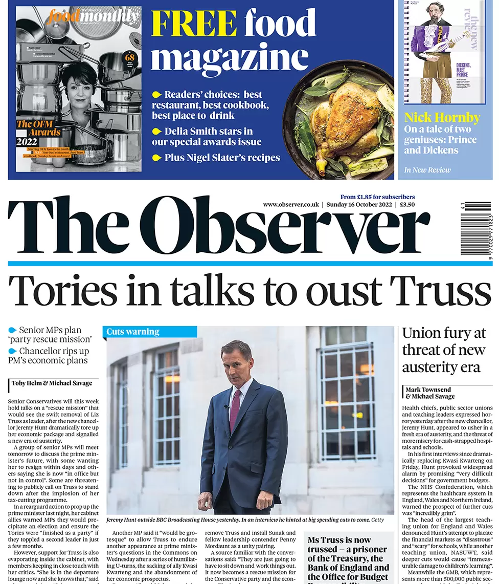 The Observer - Tories in talks to oust Truss