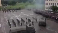 Shocking moment Russian soldier is RUN OVER during bungled parade