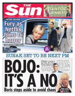 The Sun – Sunak set to be next PM – Bojo: It’s a no