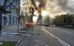 Kyiv hit with ‘multiple explosions’ after Putin accused Ukraine of ‘terrorism’ over Crimean bridge blast