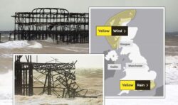 Storm tracker LIVE: Collapsed pier battered by 70mph winds as Met Office issues warnings