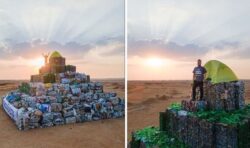 Massive pyramid built from 18 tonnes of waste equivalent to 1m plastic bags from the Nile