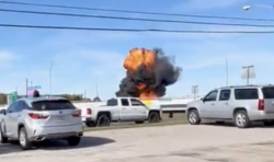 Airshow chaos as two planes collide in the sky sparking huge fireball explosion