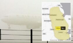 Met Office issues fog warning leaving UK airports and roads facing huge chaos