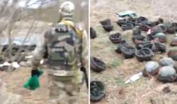 Ukrainian troops laugh at Russia failure as they expose stockpile of abandoned weapons