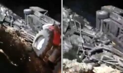 First video of huge impact crater after Russian missiles land in Poland on Ukraine border