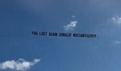 ‘You lost!’ Trump mocked as pro-DeSantis banner flies above his 0m mansion