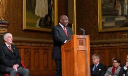 King Charles welcomes South African President Ramaphosa to Palace of Westminster