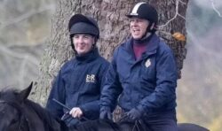 Smirking Andrew shrugs off King’s state visit snub as he’s spotted on horseback in Windsor