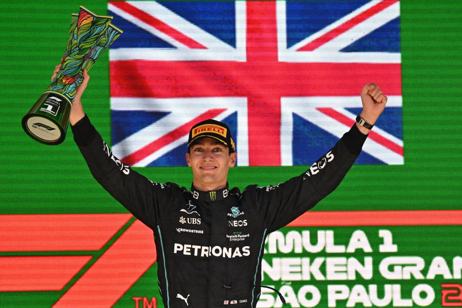 George Russell celebrates first F1 victory at Brazillian Grand Prix