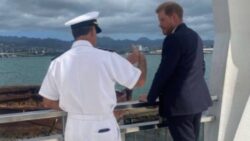 Prince Harry visits Pearl Harbor wearing a poppy but no military medals