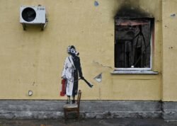 Two new murals thought to be by Banksy appear in war-torn Ukraine