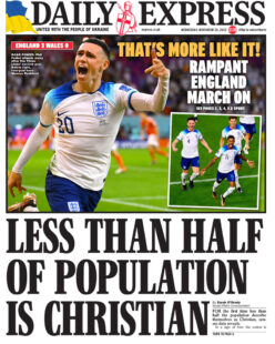 Daily Express – Less than half the population is Christian 