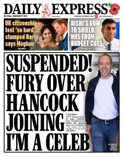 Daily Express – Fury over Hancock joining I’m A Celeb