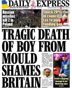 Daily Express – Tragic death of boy from mould shames Britain 