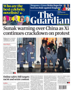 The Guardian – Sunak warning over China as Xi continues crackdown on protests  