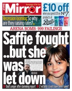 Daily Mirror – Saffie fought but she was let down 