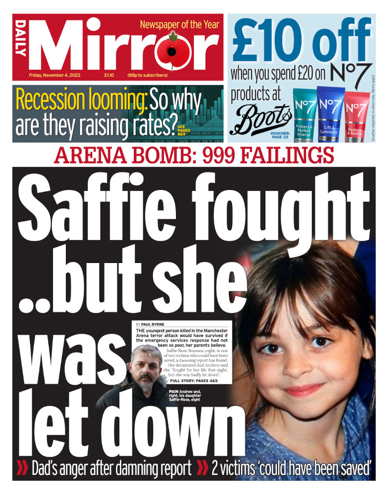 Daily Mirror - Saffie fought but she was let down