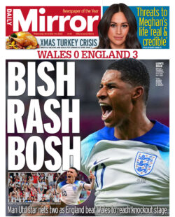 Daily Mirror – England 3 Wales 0 – Bish, Rash, Bosh 