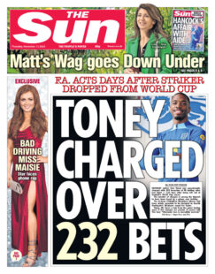 The Sun – Toney charged over 232 bets 