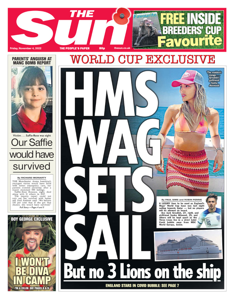 The Sun - HMS WAG sets sail