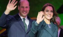 Boston crowd erupts in loud cheers as Kate and William light building green for Earthshot