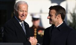 Biden ridiculed after refusing to let go of Macron in awkward 42-second handshake